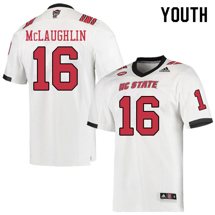 Youth #16 Aaron McLaughlin NC State Wolfpack College Football Jerseys Sale-White - Click Image to Close